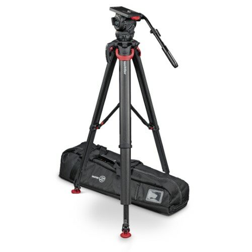 Sachtler Video 18 fluid head on flowtech tripod with mid-level spreader