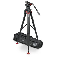 Sachtler Video 18 fluid head on flowtech tripod with mid-level spreader