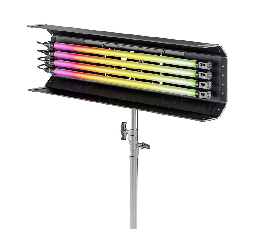 Quasar Science 4' 4-Bank Shell c/w Ossium Plate & 4x 4' Rainbow 2 (UK Power Cable)