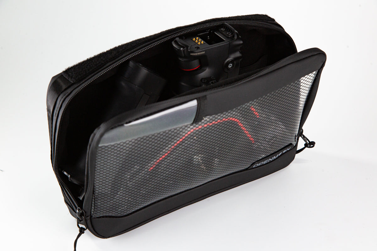 OpenMoon translucent storage pouches in use on set