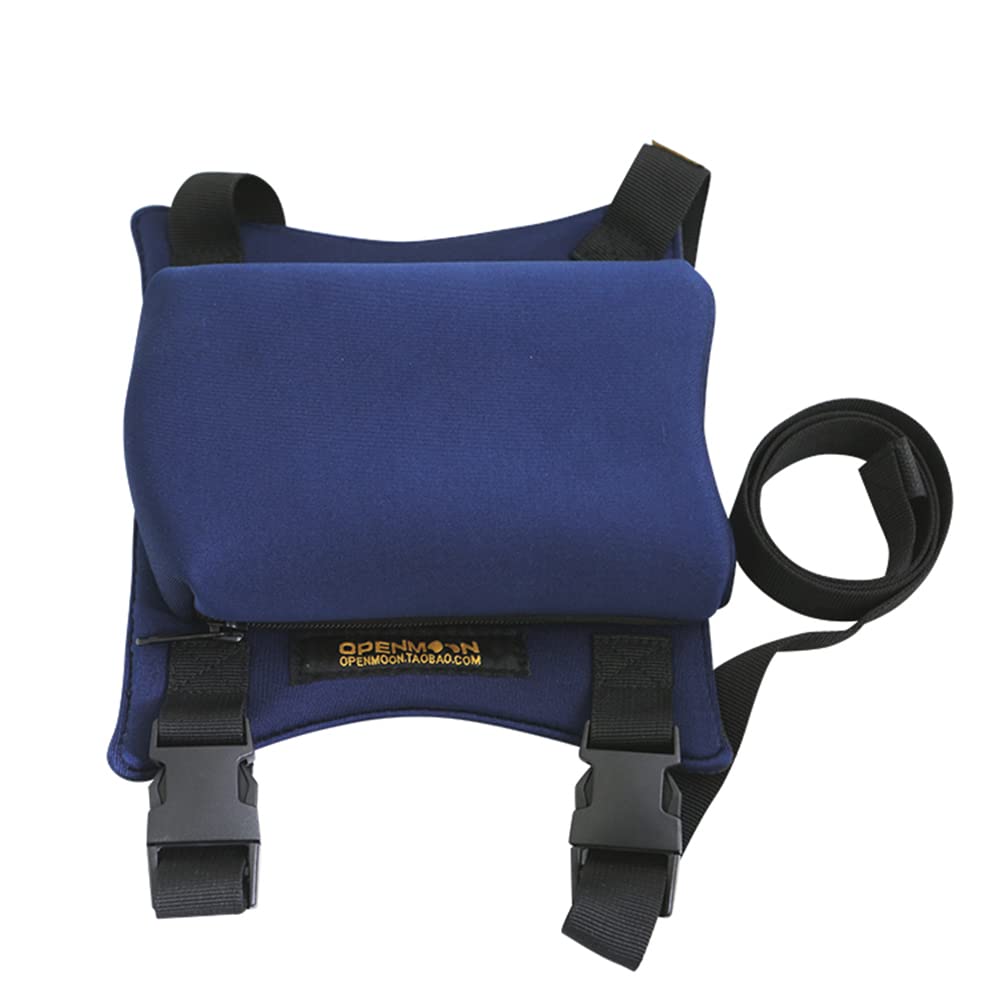 OpenMoon camera shoulder pad in use with a camera on the shoulder