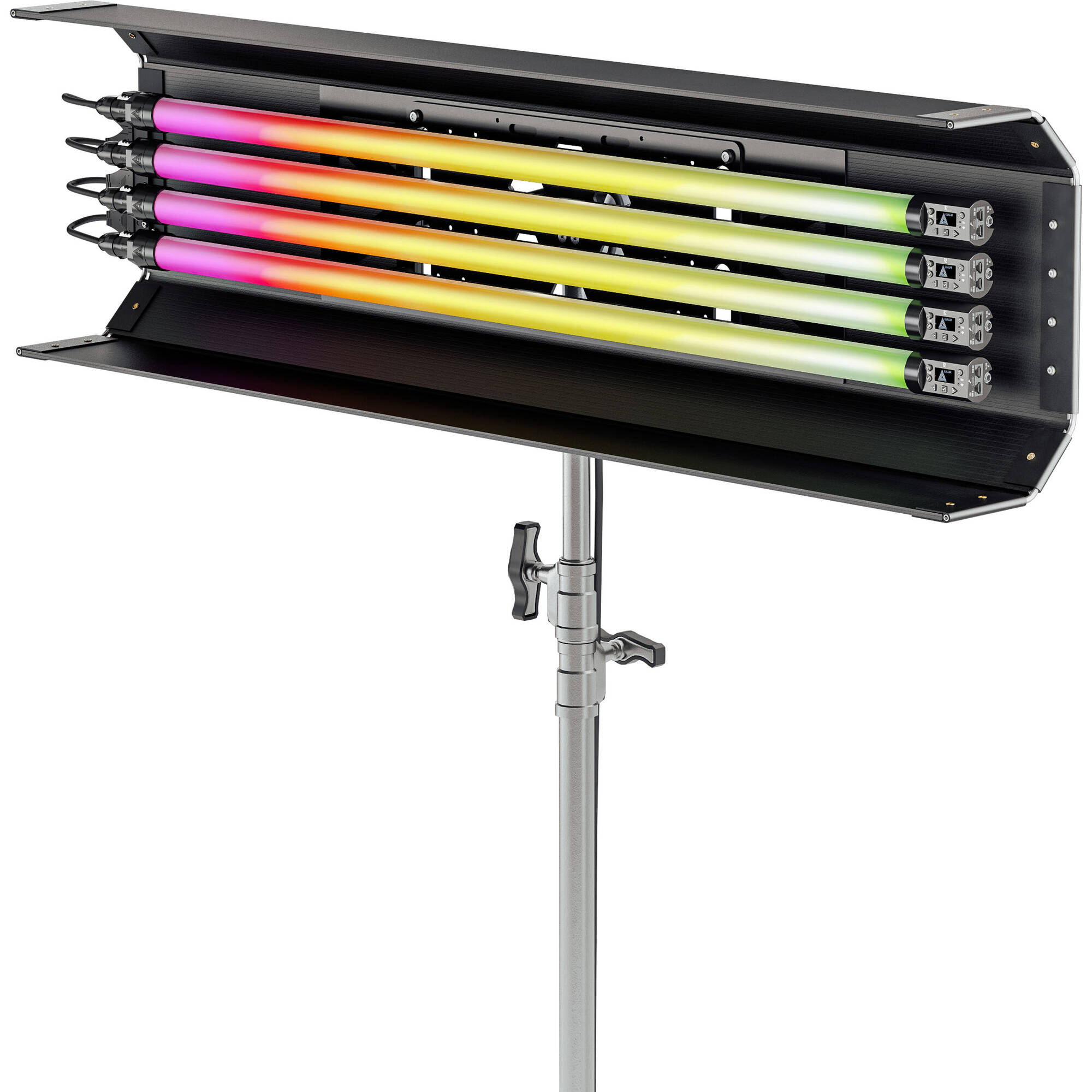 Quasar Science 4' 4-Bank Shell c/w Ossium Plate & 4x 4' Rainbow 2 (US Power Cable)