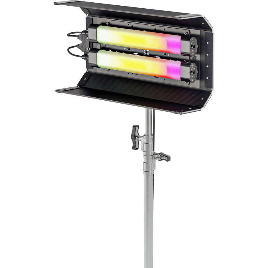 Quasar Science 2' 4-Bank Shell c/w Ossium Plate & 2x 2' Double Rainbow (US Power Cable)