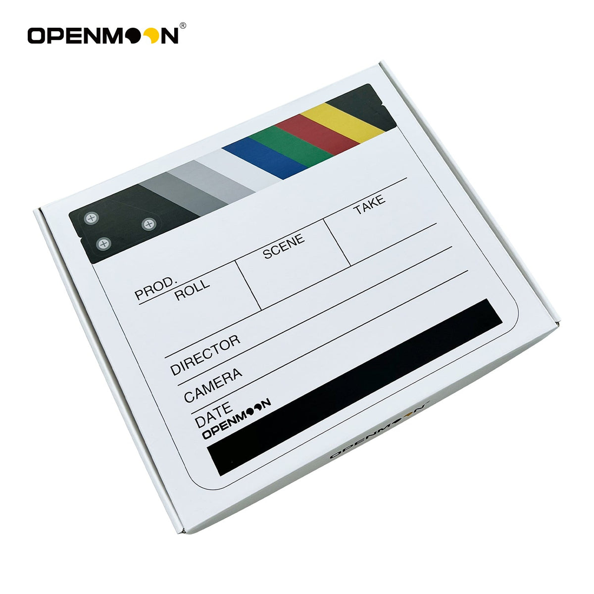 OpenMoon clapperboard slate with metadata tags