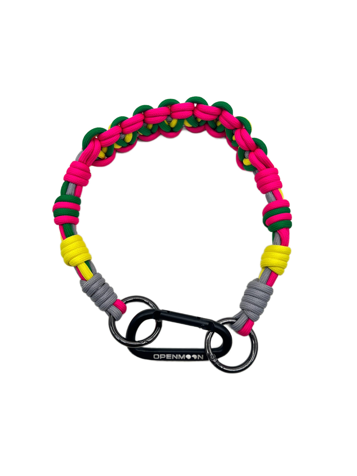 Woven paracord lanyard shown coiled