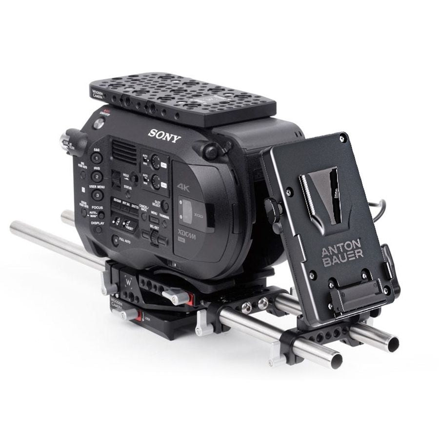 Anton Bauer V-Mount Battery Bracket Sony (FS7, FS5) & Panasonic (EVA1) on camera