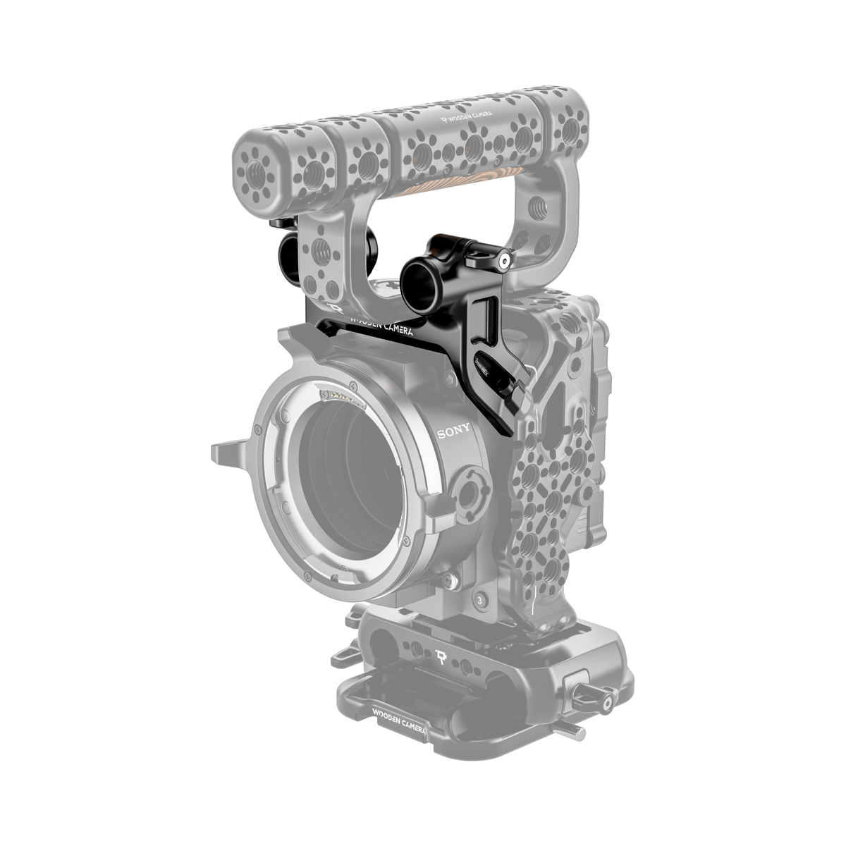 Wooden Camera Cage Mount Top Dual Rod Clamp for Sony Rialto Mini