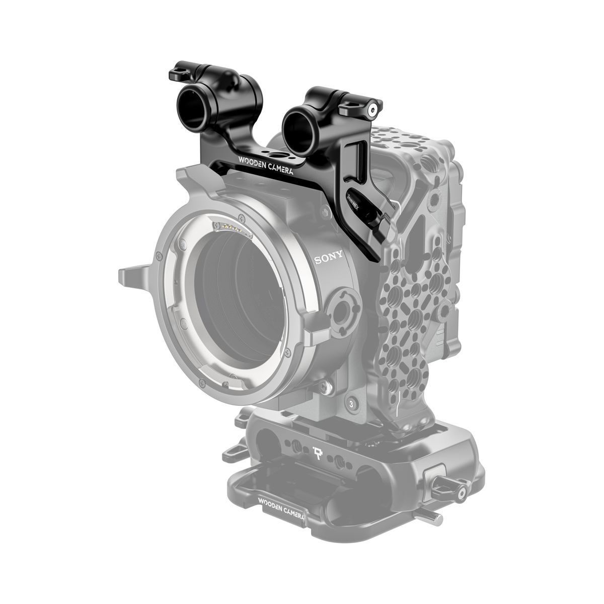 Wooden Camera Cage Mount Top Dual Rod Clamp for Sony Rialto Mini