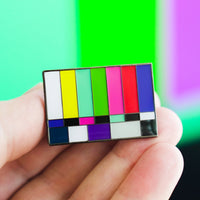 Bars and Tone Enamel Pin in hand