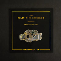Cine Camera Enamel Pin on backing card