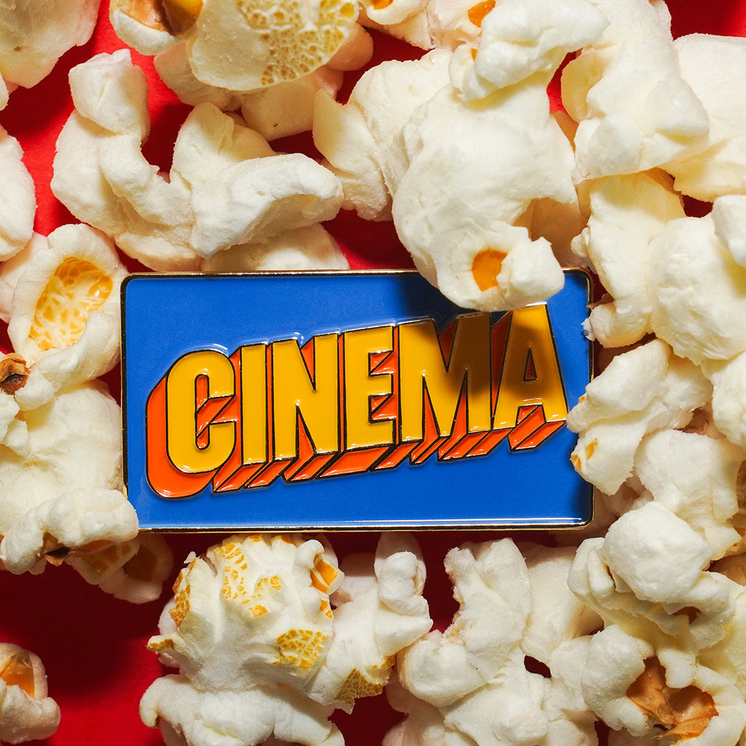 Cinema Enamel Pin worn