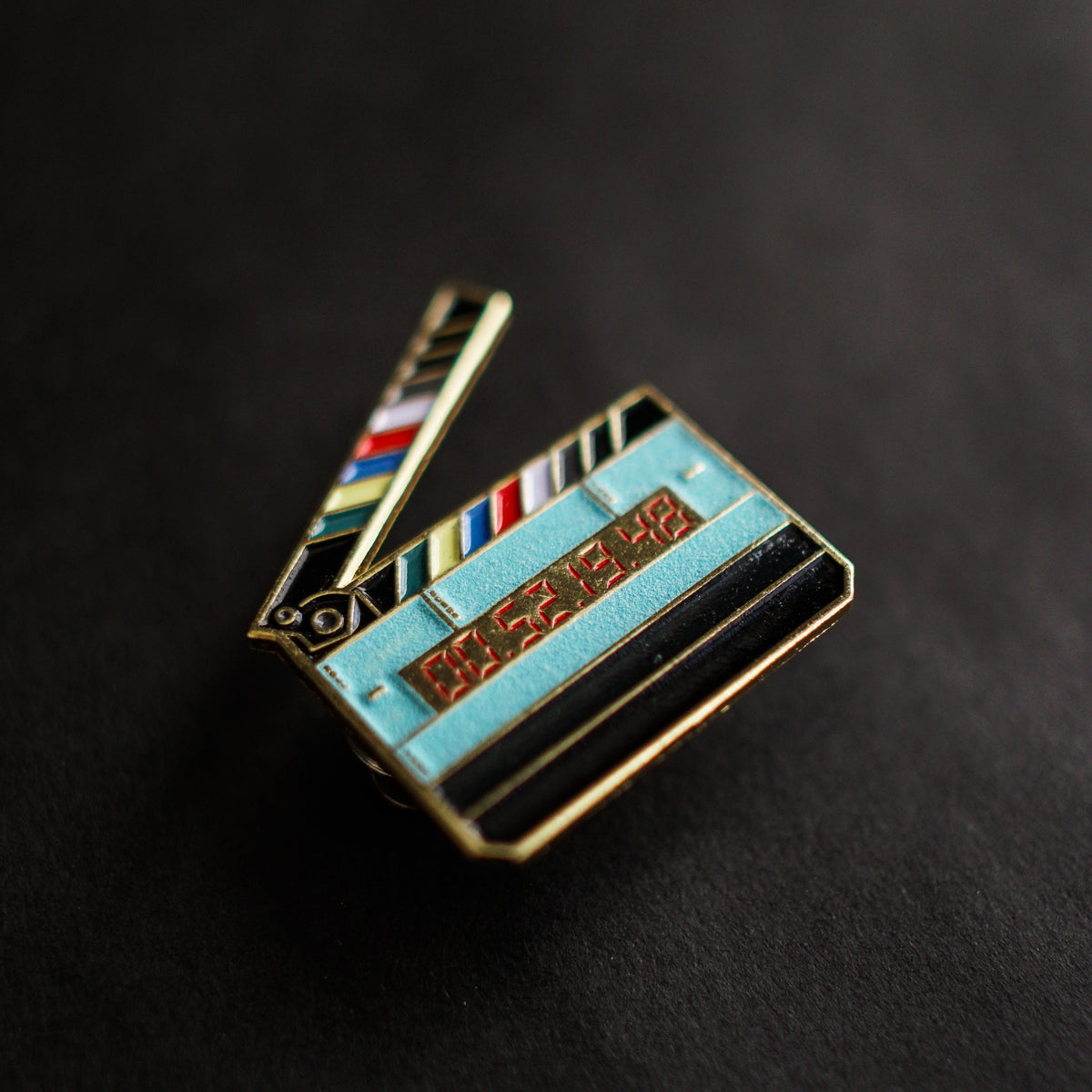 Timecode Slate Enamel Pin detail