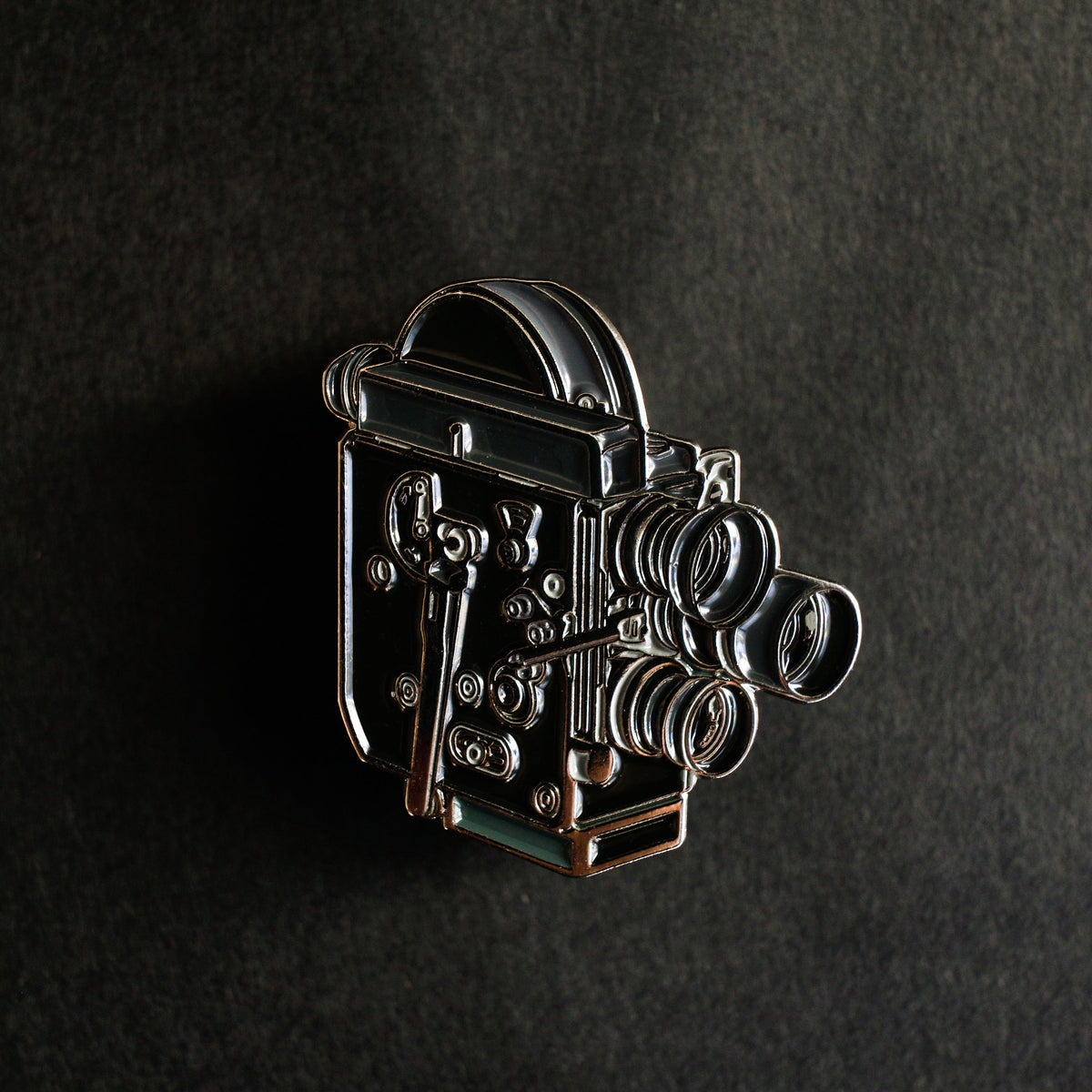 16mm Film Camera Enamel Pin detail