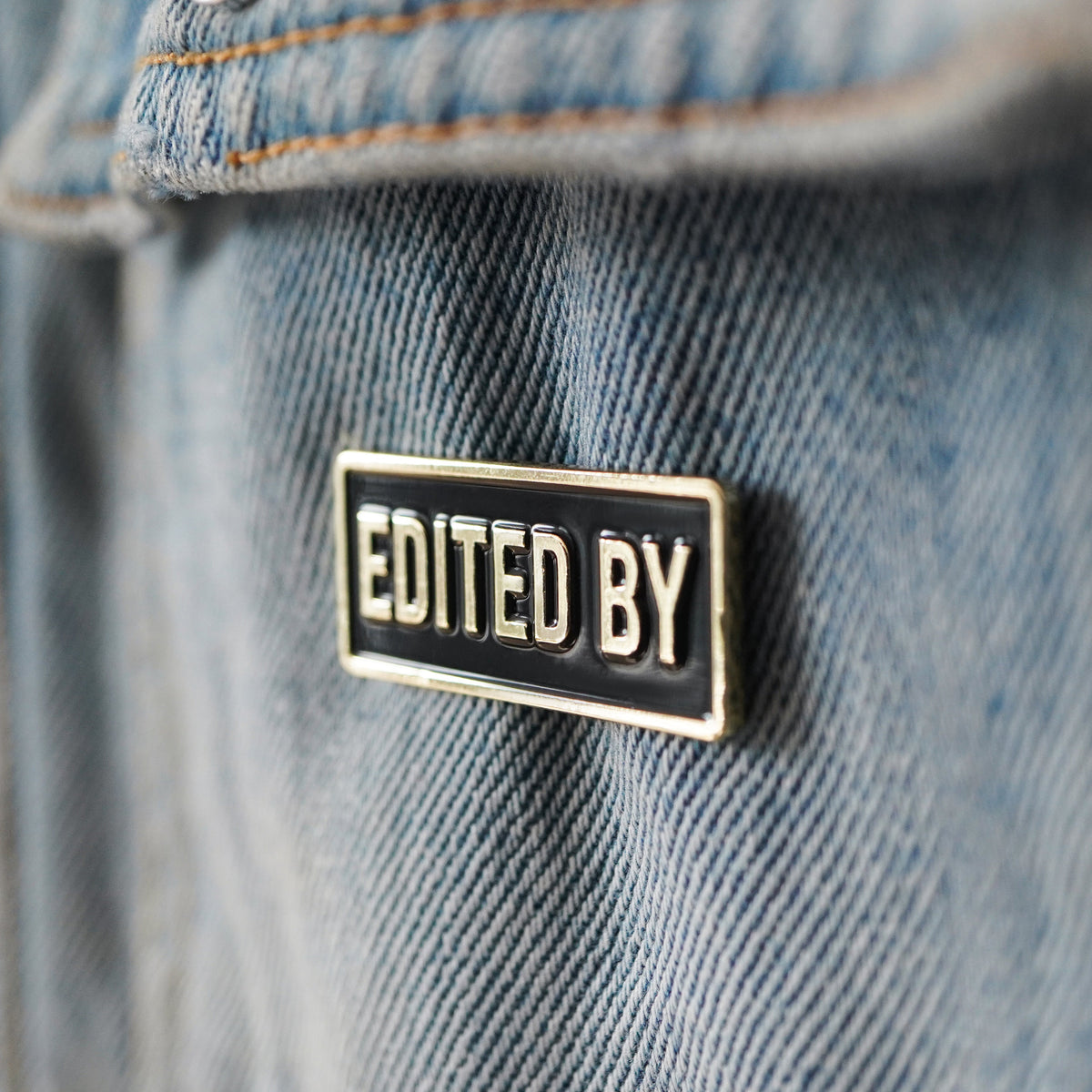Edited By Credit Enamel Pin worn