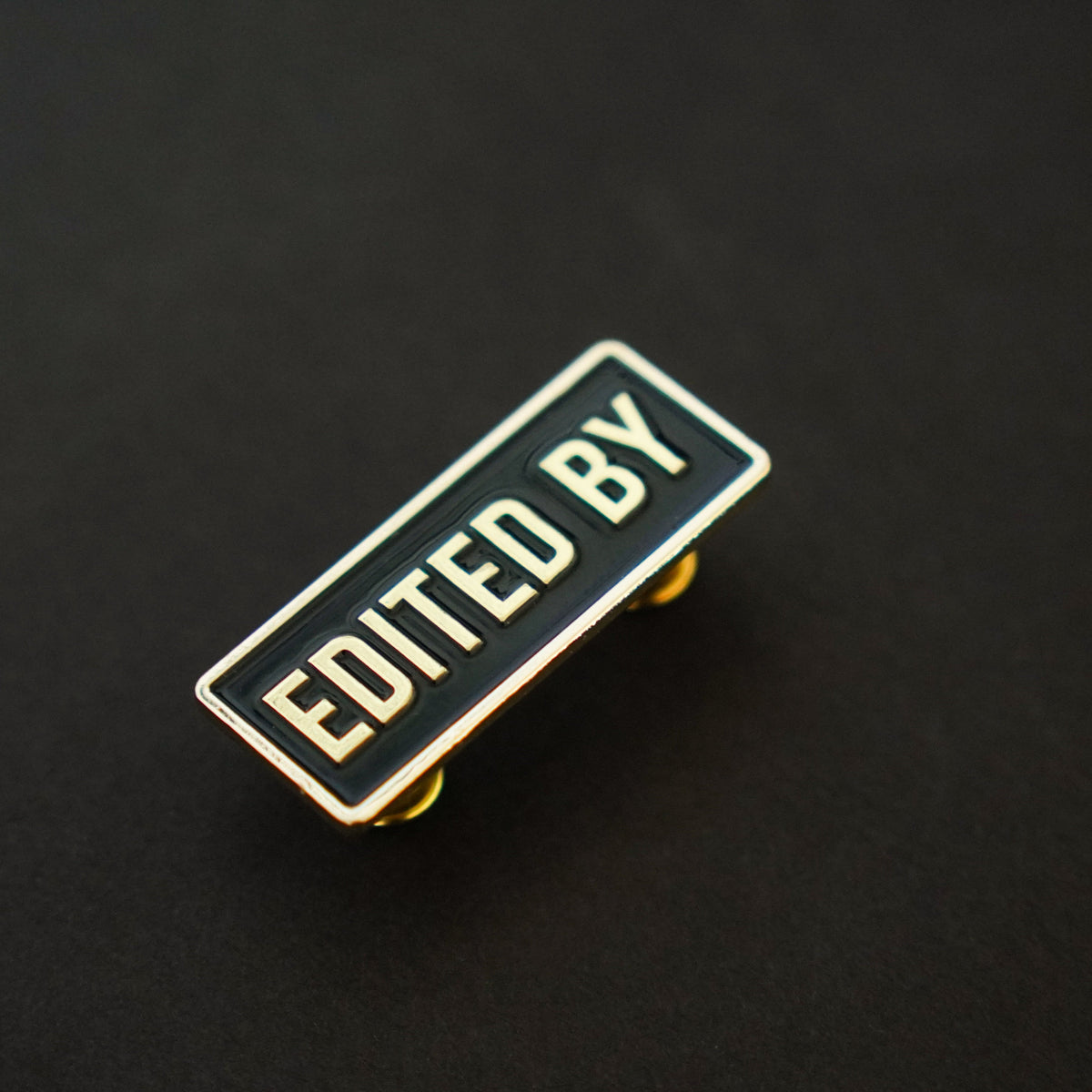 Edited By Credit Enamel Pin side