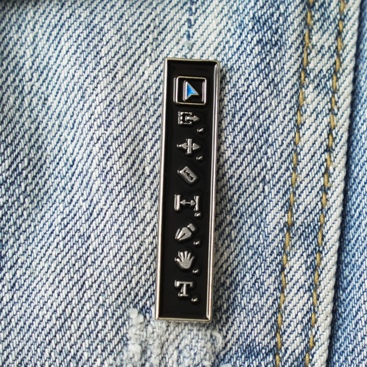 Editor's Toolbar Enamel Pin on a jacket
