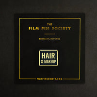 Hair & Makeup Department Enamel Pin on backing card
