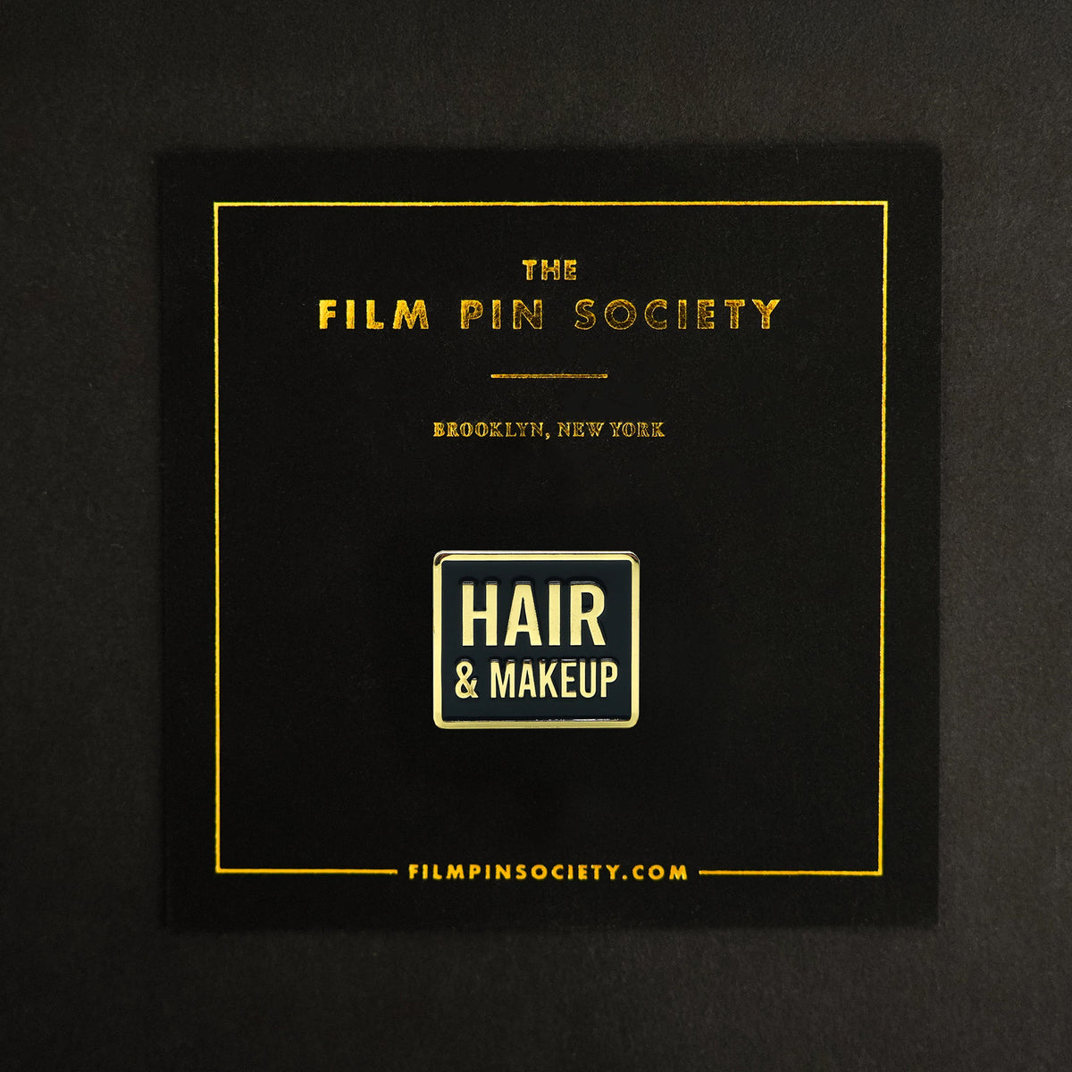 Hair & Makeup Department Enamel Pin on backing card