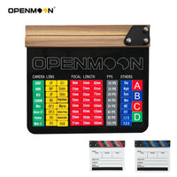 OpenMoon clapperboard slate with metadata tags