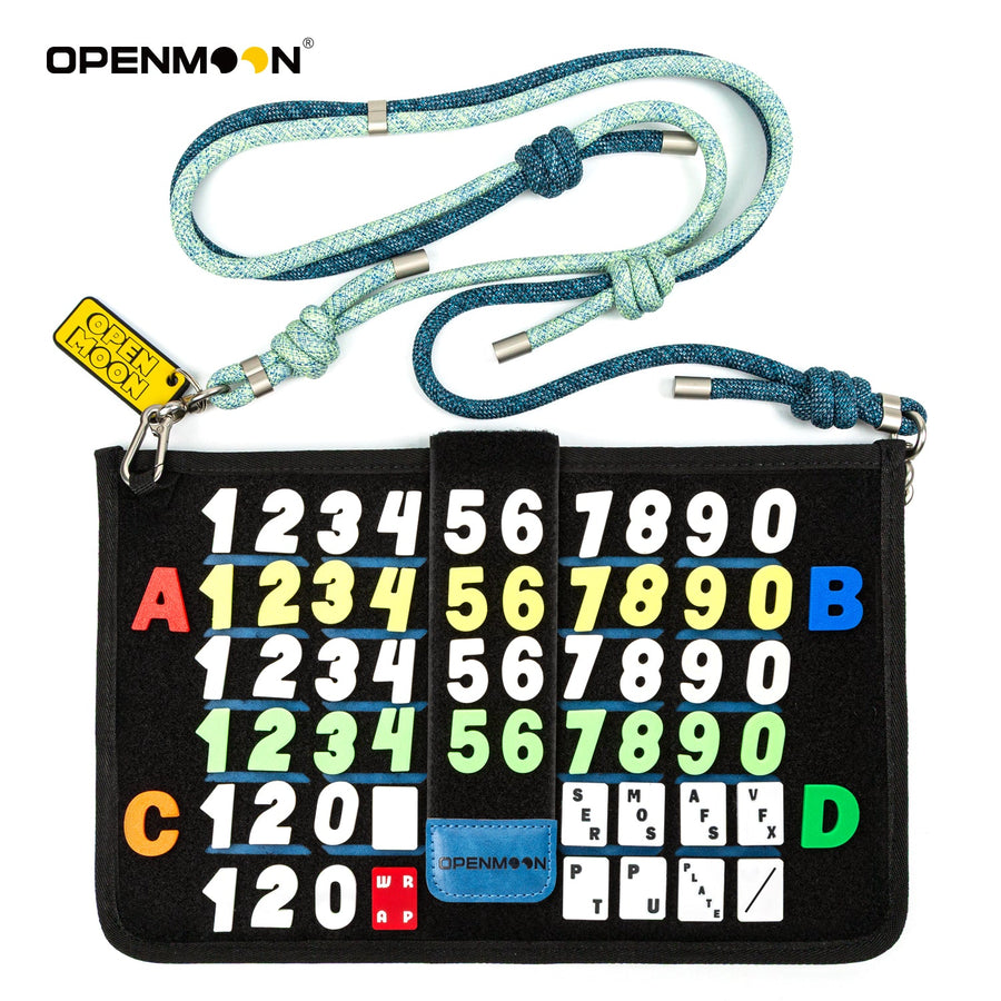 OpenMoon clapperboard storage pouch with hook-and-loop tags