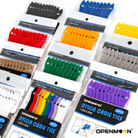 Single OpenMoon nylon cable tie showing the hook-and-loop face