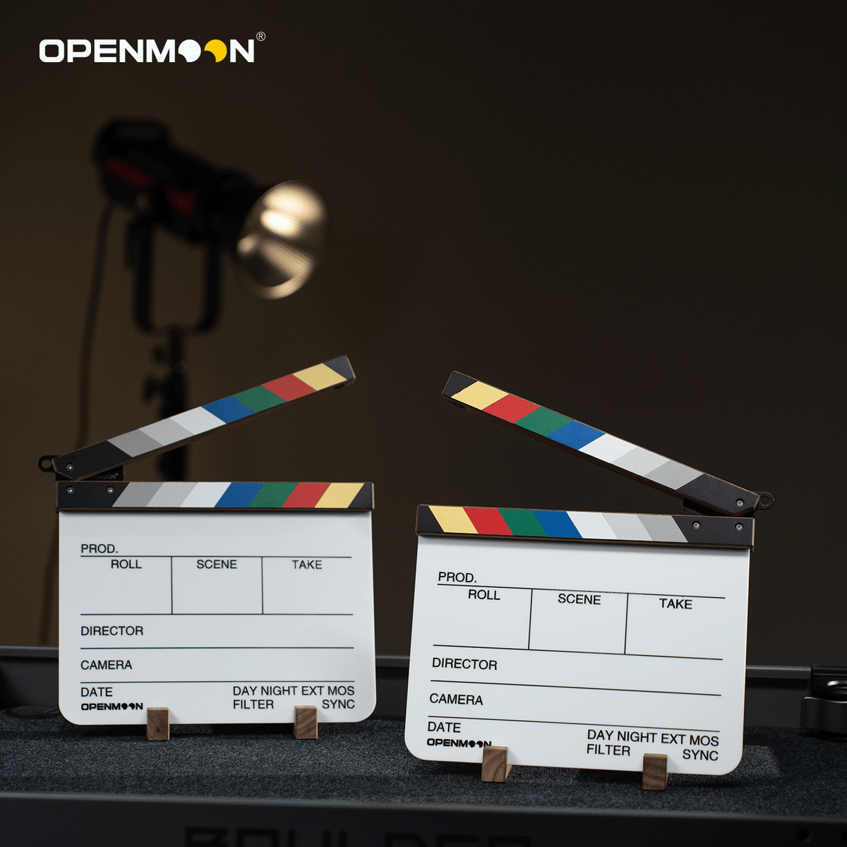 OpenMoon walnut film clapperboard slate