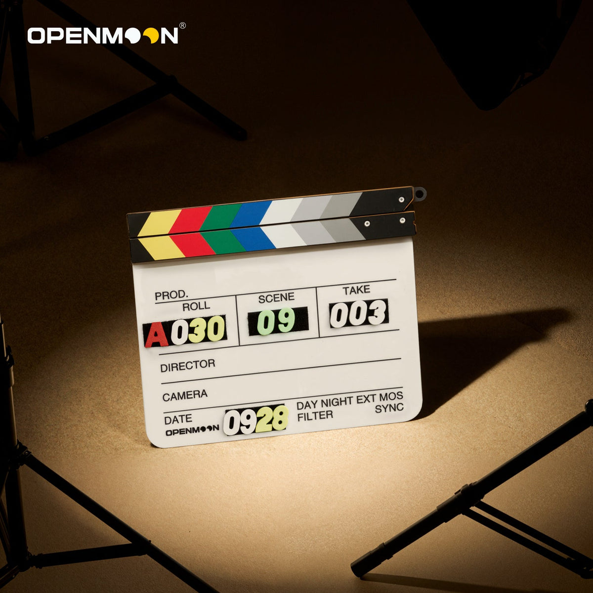 OpenMoon number tags for a clapper slate