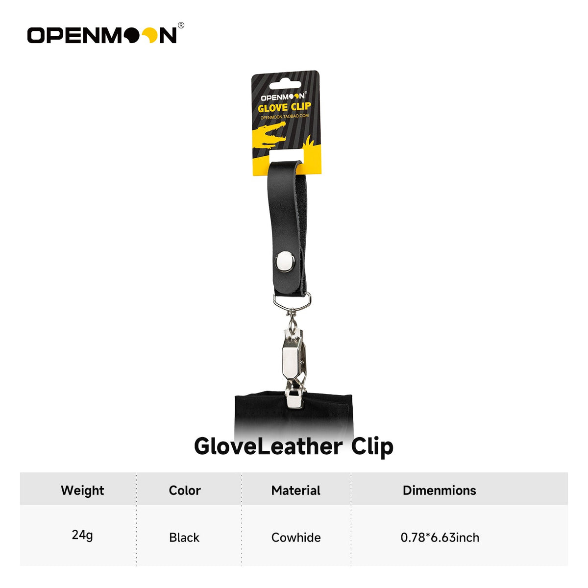 Close view of the OpenMoon glove clip hardware