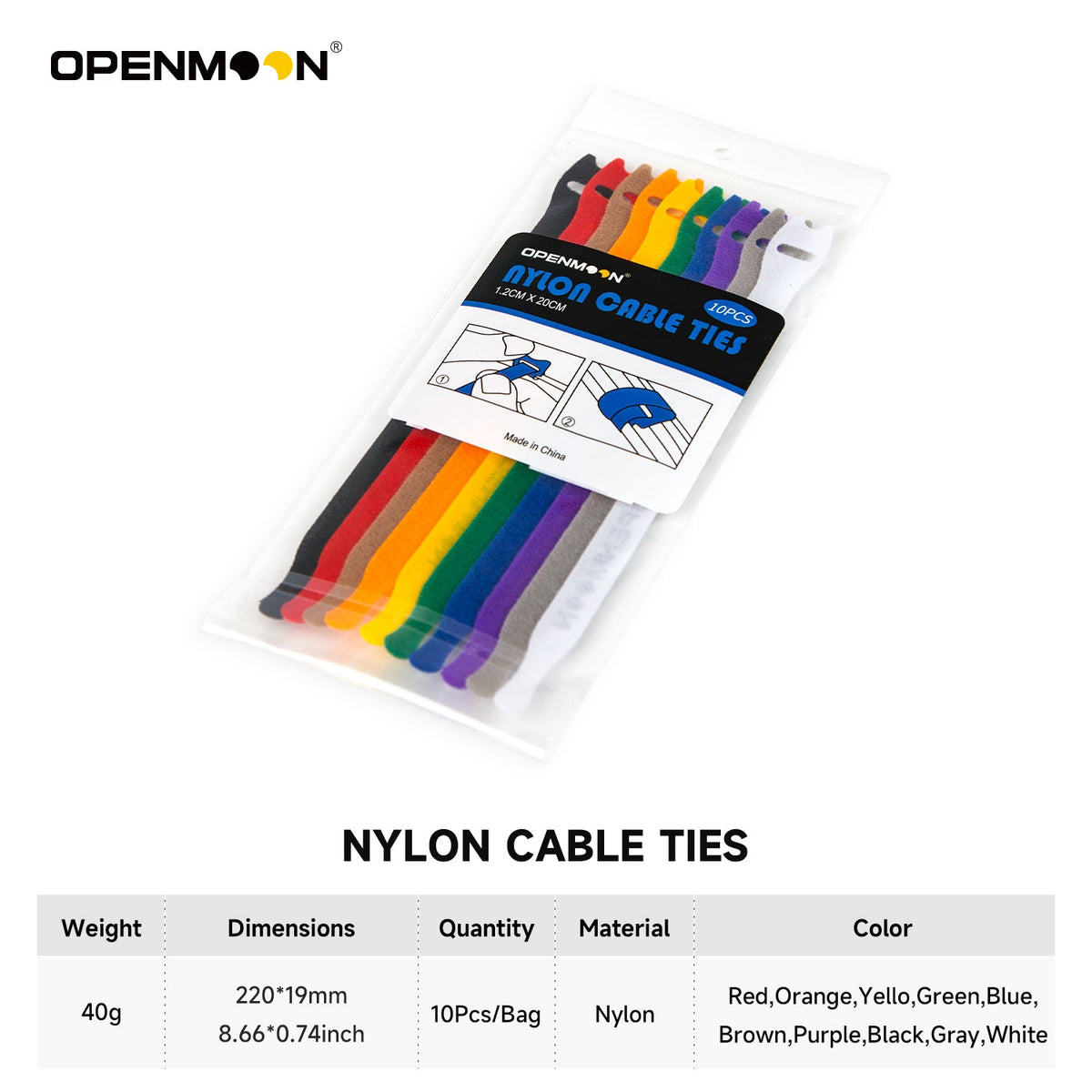 OpenMoon nylon cable ties holding a cable loom
