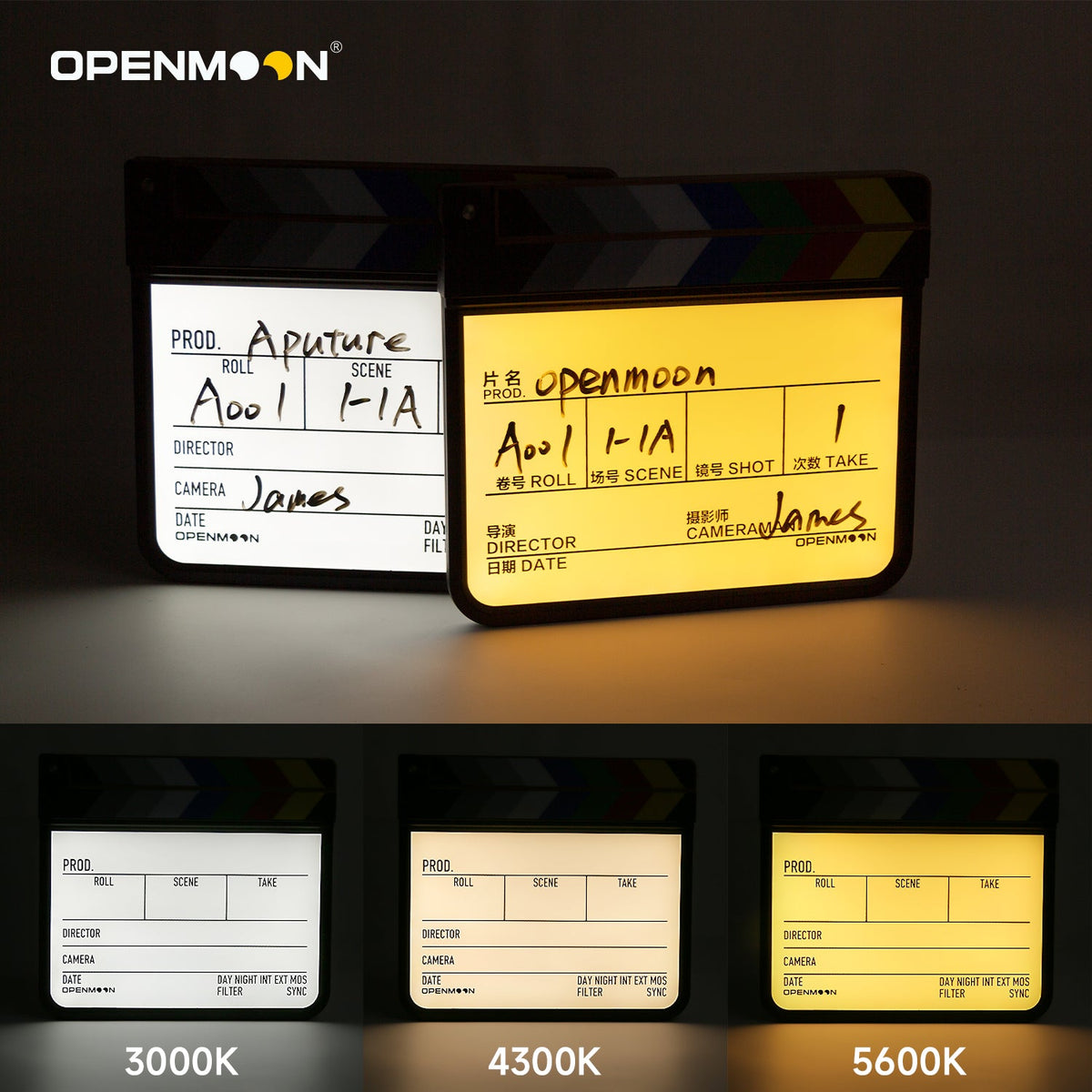 OpenMoon x Aputure light slate shown lit at night