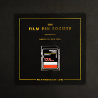 Memory Card Enamel Pin on backing card