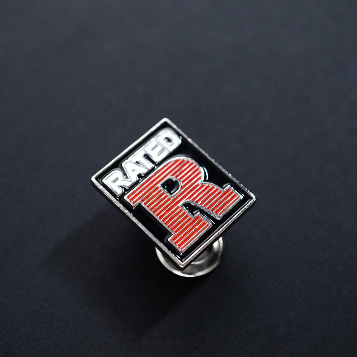 Rated R Enamel Pin side