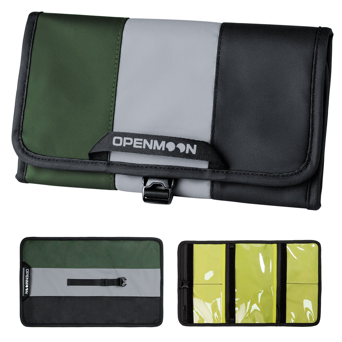 OpenMoon folding storage bag in the Green + Gray + Black colourway