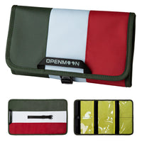 OpenMoon folding storage bag in the Green + Gray + Red colourway