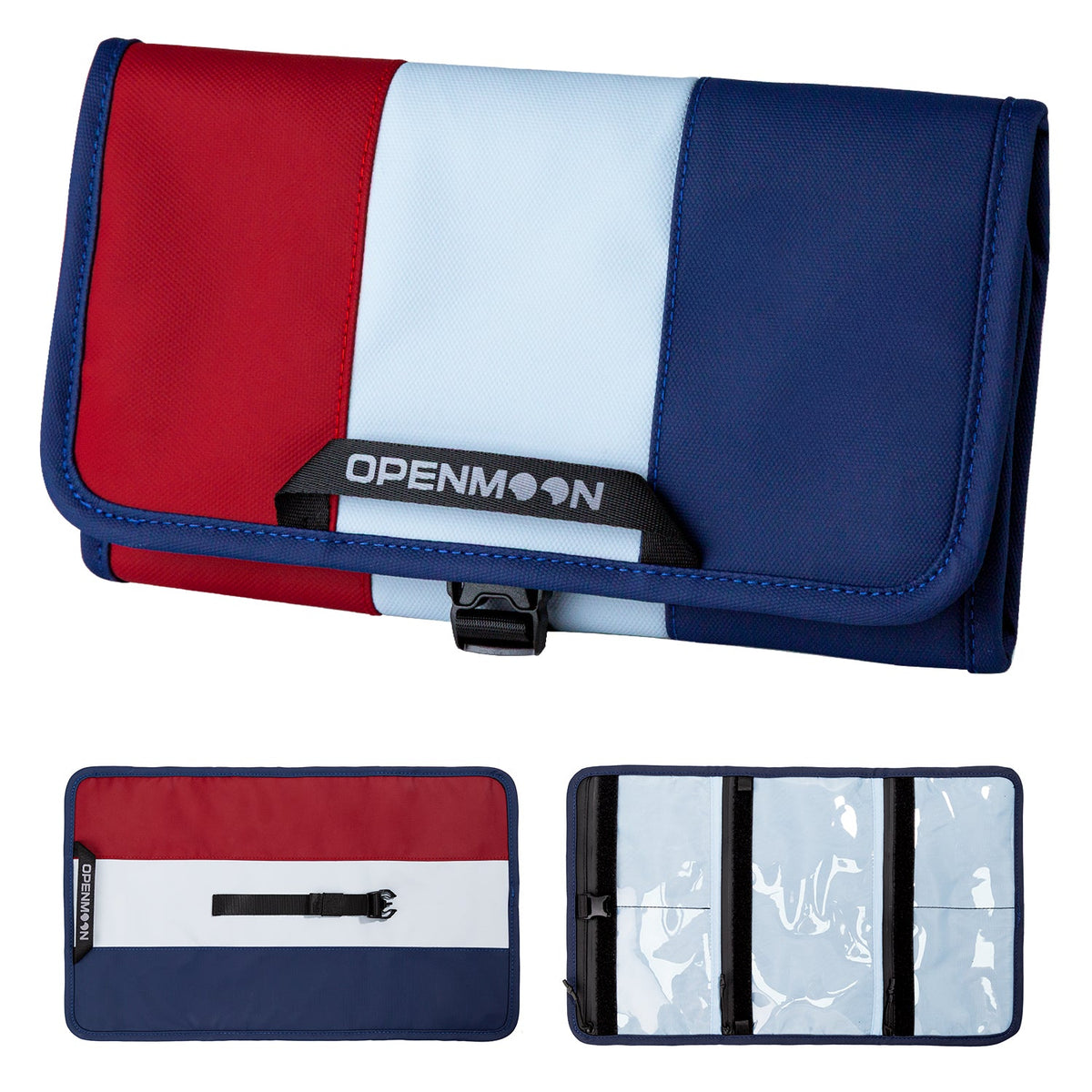 OpenMoon folding storage bag in the Red + Blue colourway