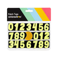 OpenMoon hook-and-loop number tags in fluorescent yellow (OCT03)
