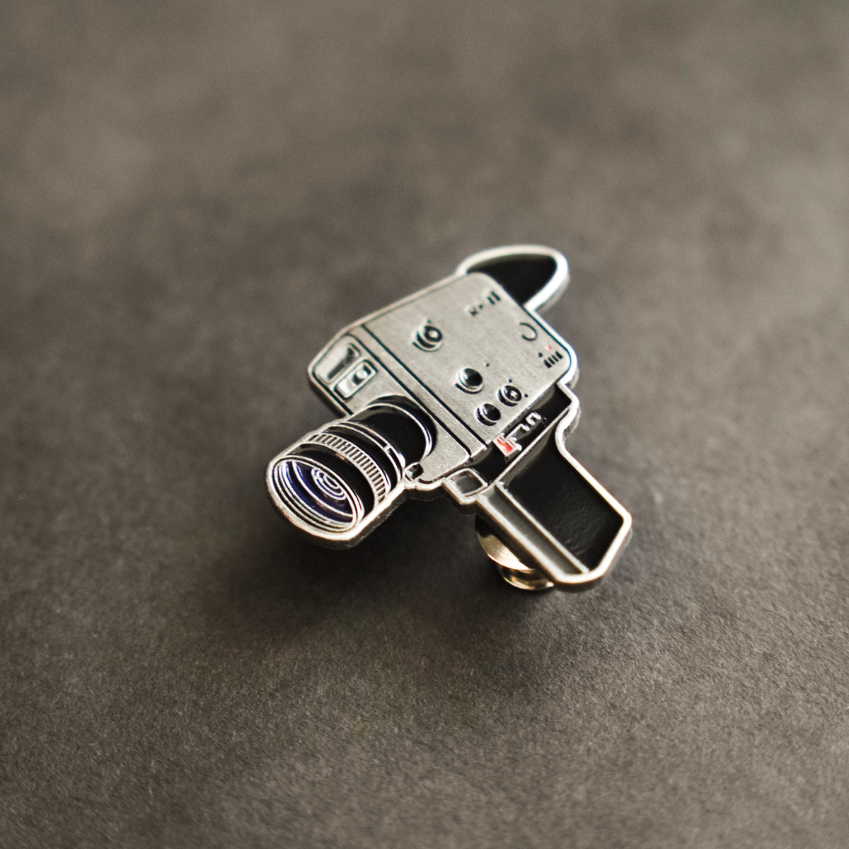 Super 8 Camera Enamel Pin side
