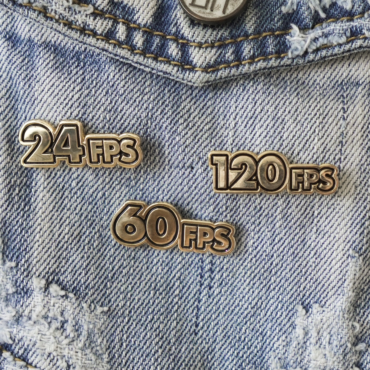 Frame Rate Pin Set on a jacket