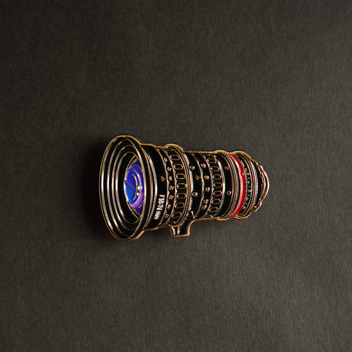 Cine Zoom Lens Enamel Pin front