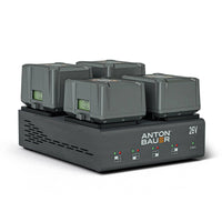 Anton Bauer Dionic 26V LP4 Quad B-mount Charger - batteries mounted