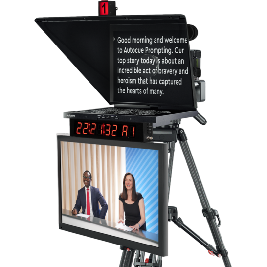 19" Pioneer Studio Teleprompter Package with Clock, Tally and Talent Monitor