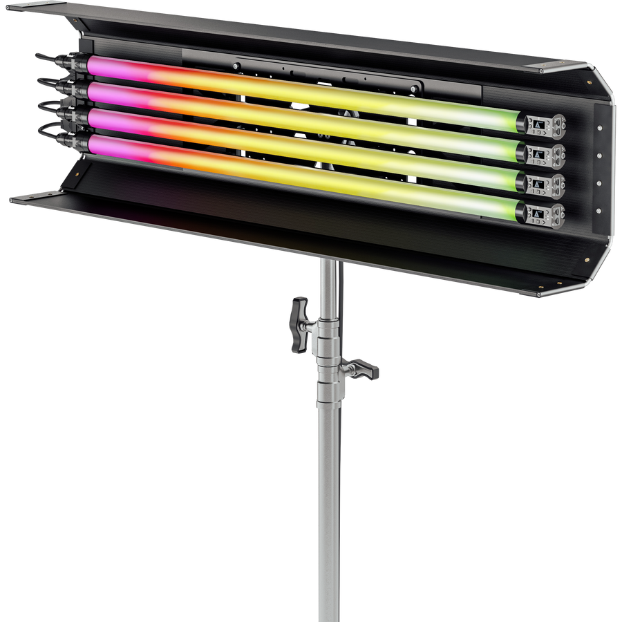 Quasar Science 4' 4-Bank Shell c/w Ossium Plate & 4x 4' Rainbow 2 (EU Power Cable)