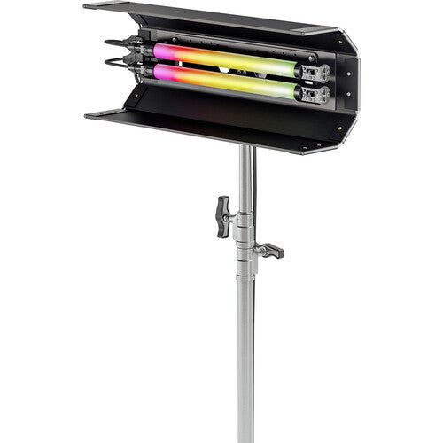 Quasar Science 4' 2-Bank Shell c/w Ossium Plate & 1x 4' Double Rainbow (UK Power Cable)